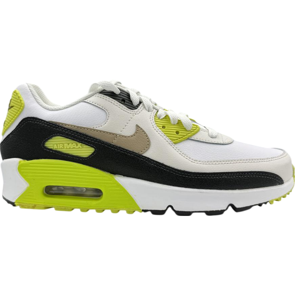 Nike Air Max 90 White Cyber Dark Smoke Grey Khaki (GS)